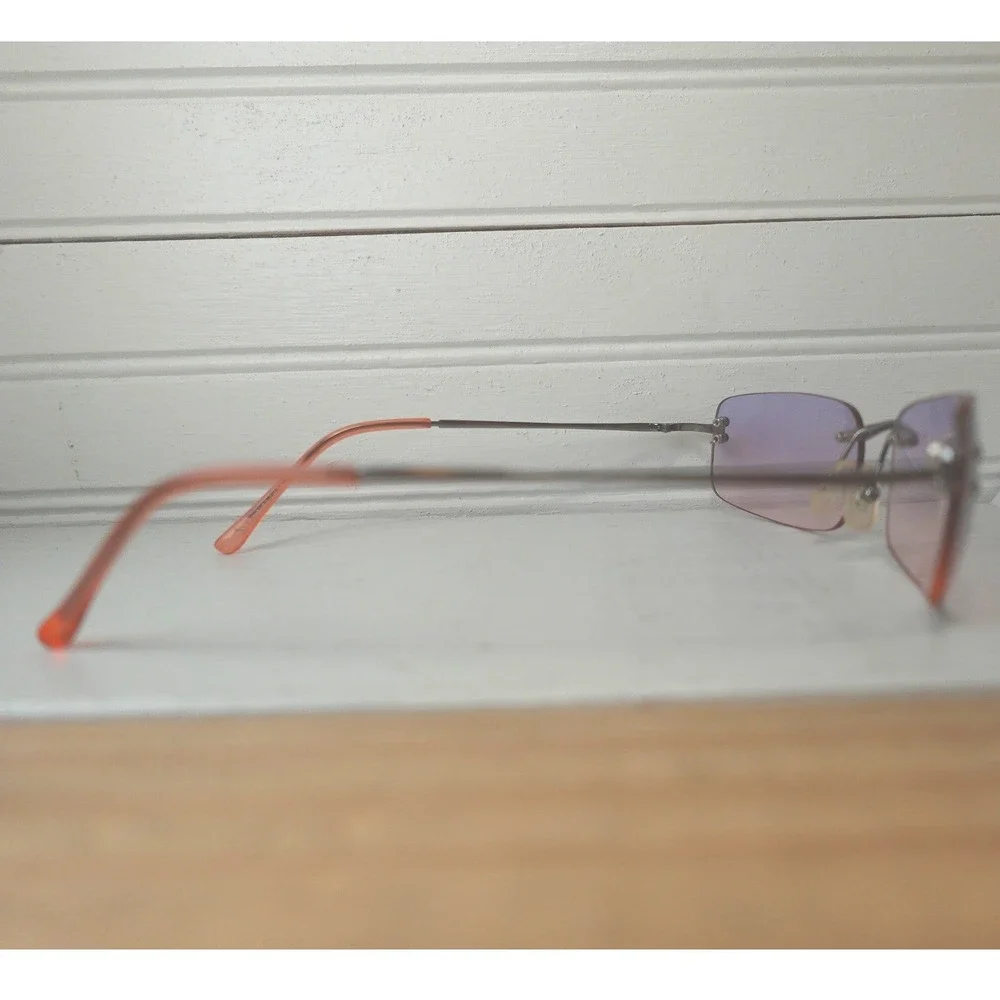 Y2K Ombre Sungless Pink & Purple Rectangle Frameless Lenses Vtg Accessory